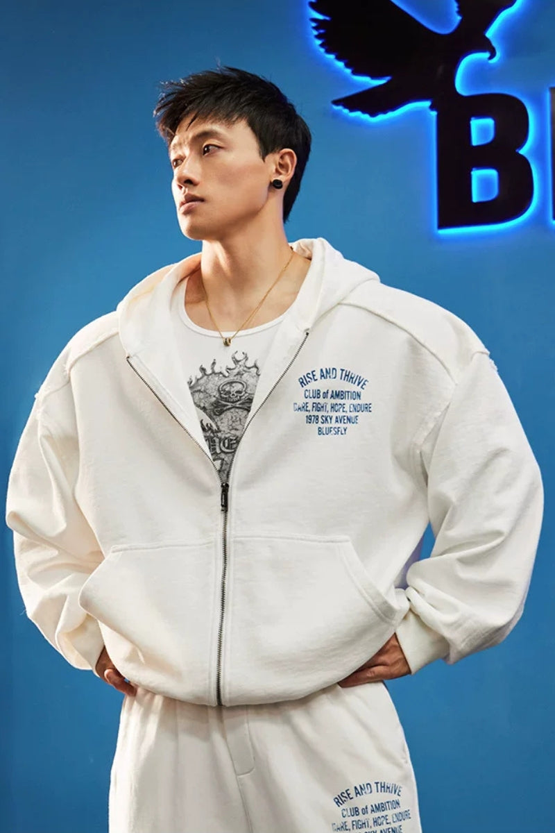 Oversized Washed Zip Hoodie  #BF169