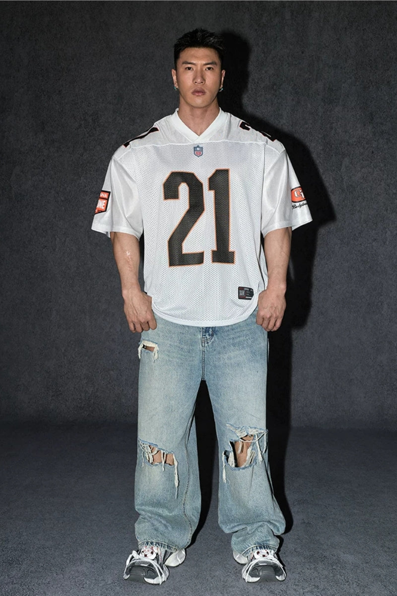 Wide Drop Retro Number T-Shirt  #TK037