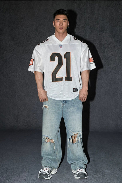 Wide Drop Retro Number T-Shirt  #TK037
