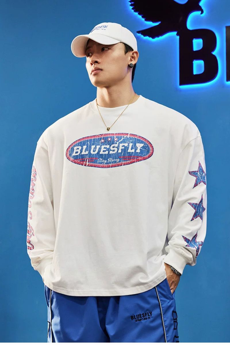 Retro Athletic Graphic Long Sleeve  #BF162