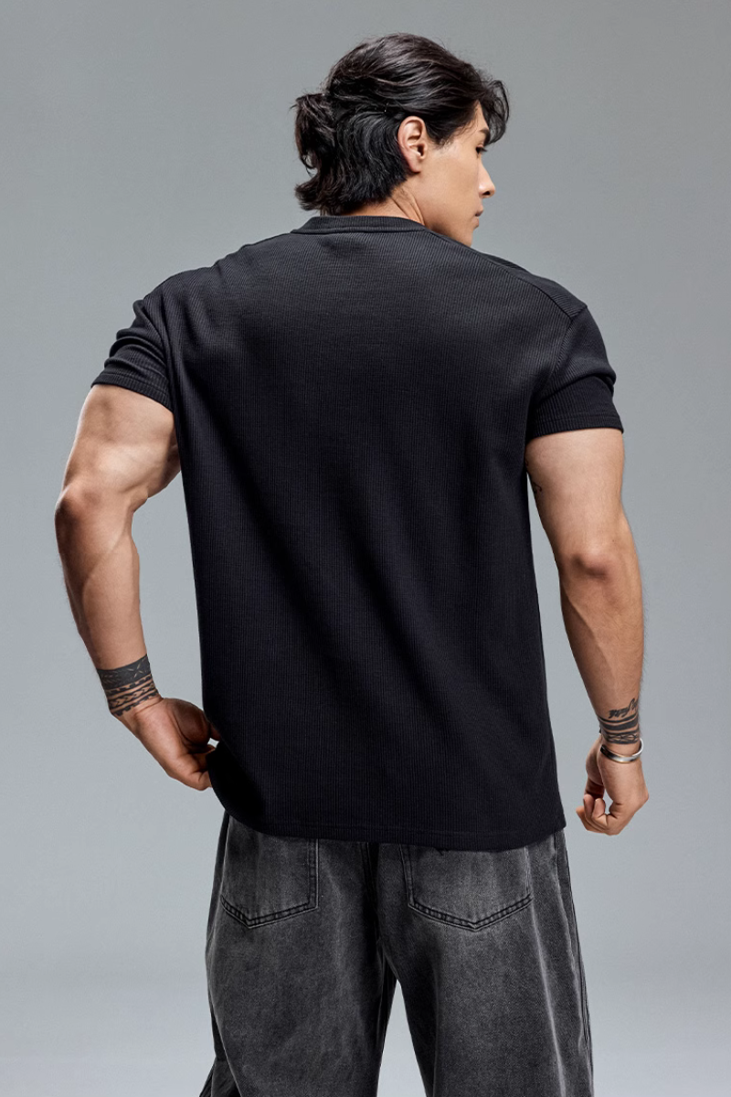 EdgeFit Quarter-Zip Waffle Top  #MD084