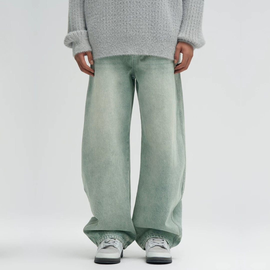 Vintage Wash Barrel Leg Jeans  #BD004