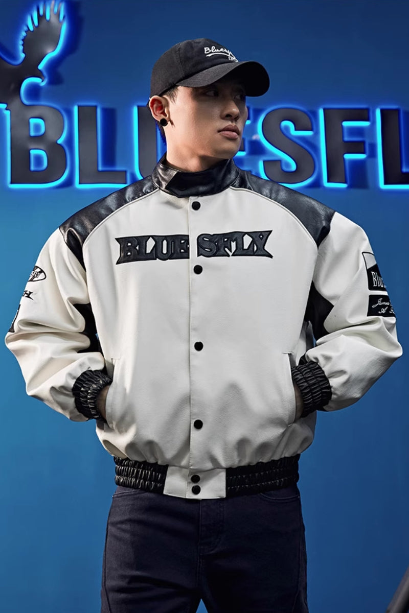 Monochrome Faux Leather Jacket  #BF020