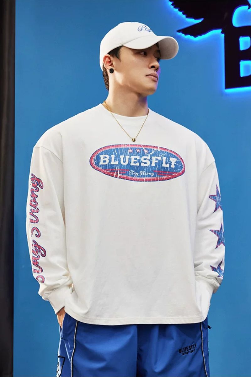 Retro Athletic Graphic Long Sleeve  #BF162