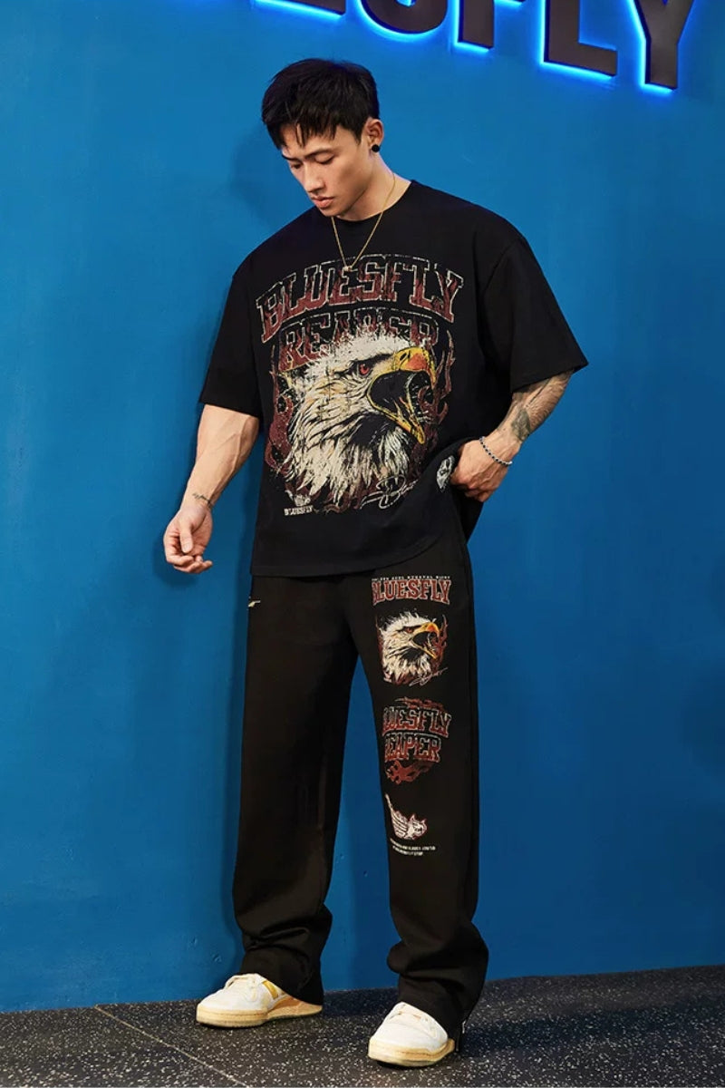 Heavy Nylon Eagle Wide Pants  #FS151