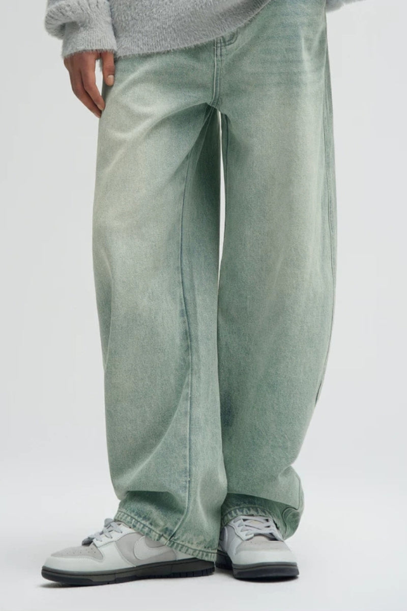 Vintage Wash Barrel Leg Jeans  #BD004