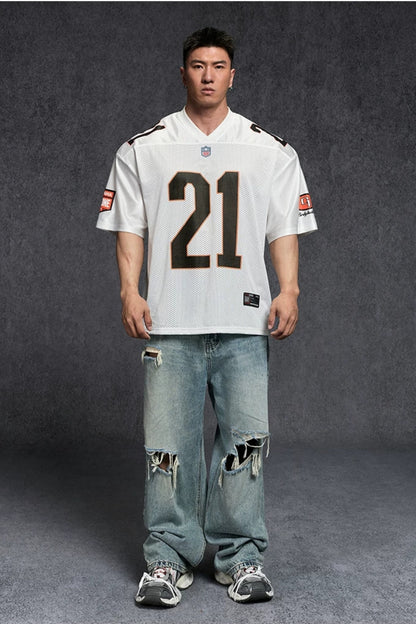 Wide Drop Retro Number T-Shirt  #TK037