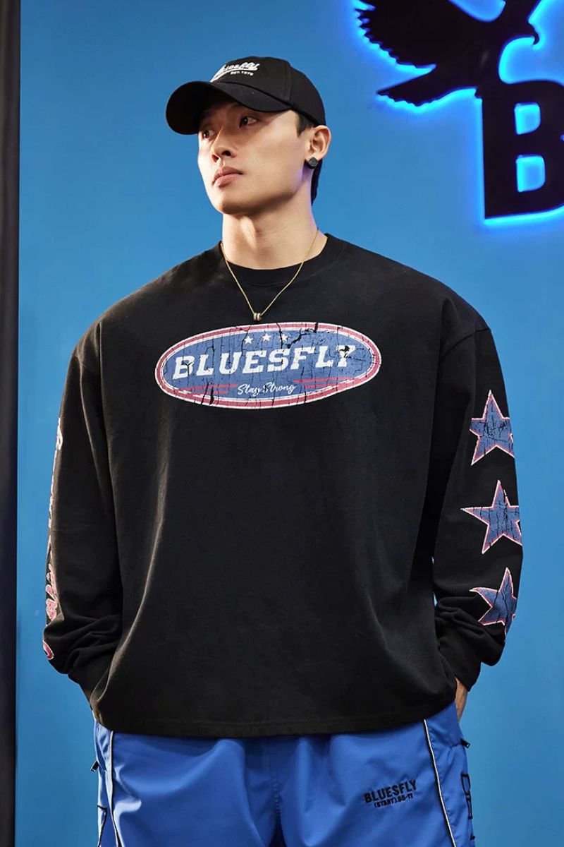 Retro Athletic Graphic Long Sleeve  #BF162