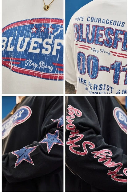 Retro Athletic Graphic Long Sleeve  #BF162