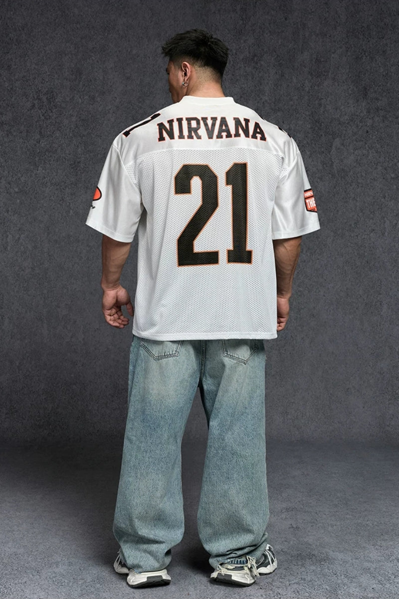 Wide Drop Retro Number T-Shirt  #TK037