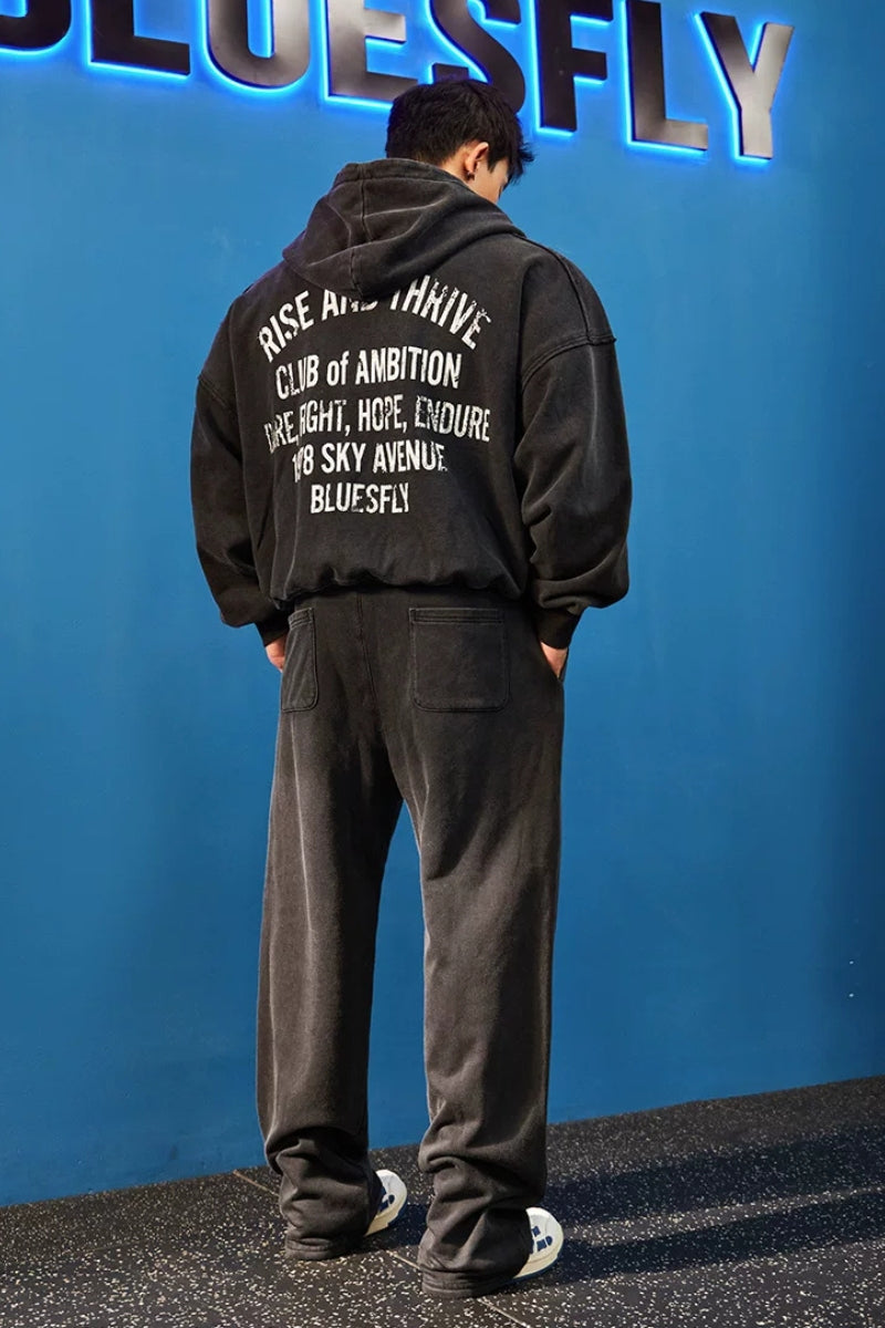 Oversized Washed Zip Hoodie  #BF169