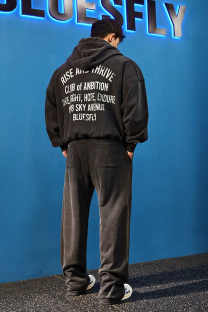 Oversized Washed Zip Hoodie  #BF169