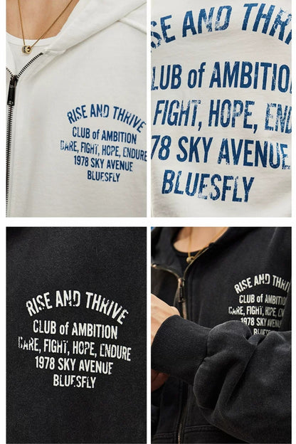 Oversized Washed Zip Hoodie  #BF169