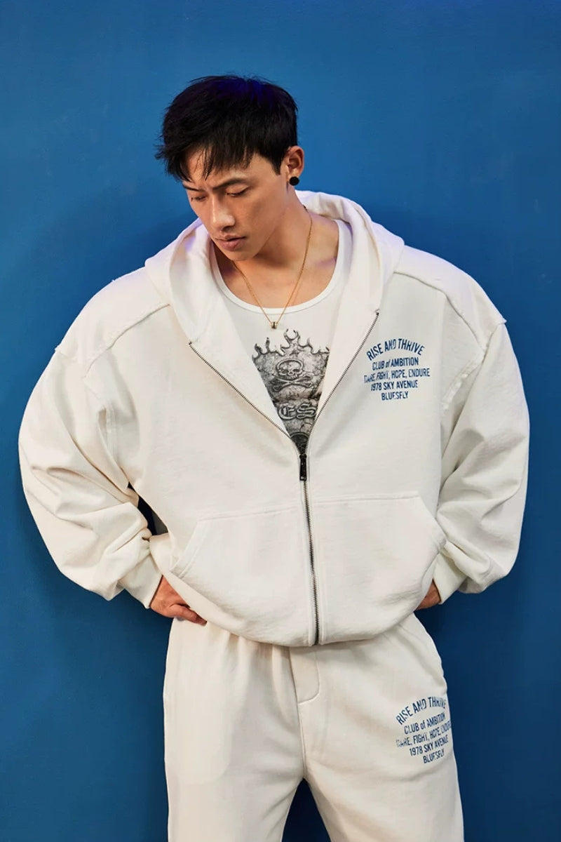 Oversized Washed Zip Hoodie  #BF169