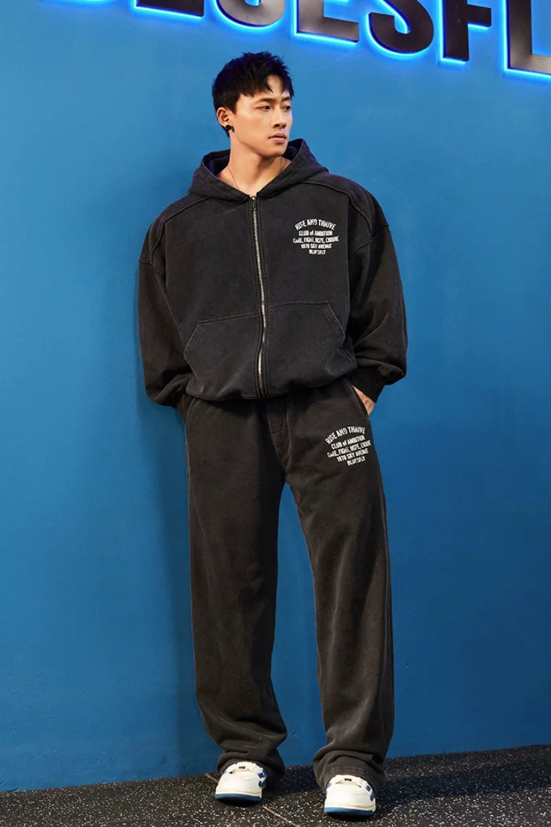 Oversized Washed Zip Hoodie  #BF169