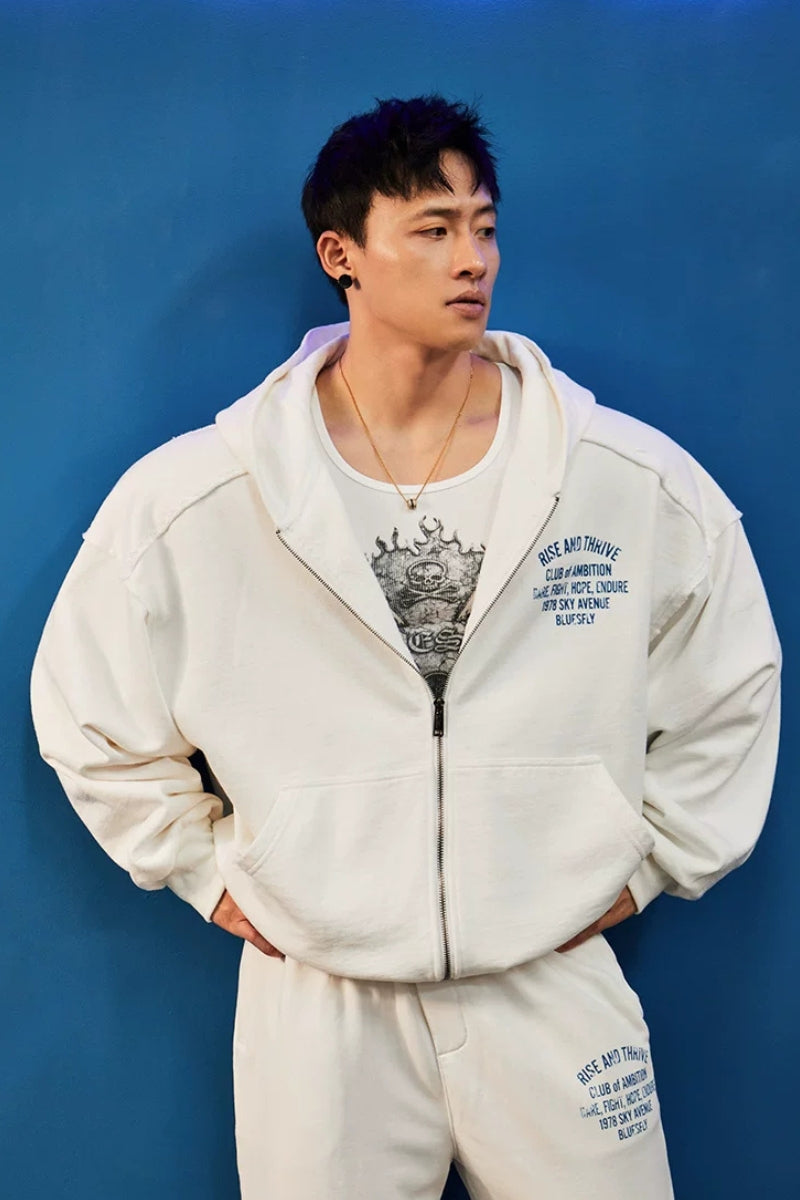 Oversized Washed Zip Hoodie  #BF169