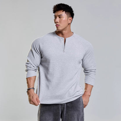 Grain Texture Half-Zip Top  #MD109