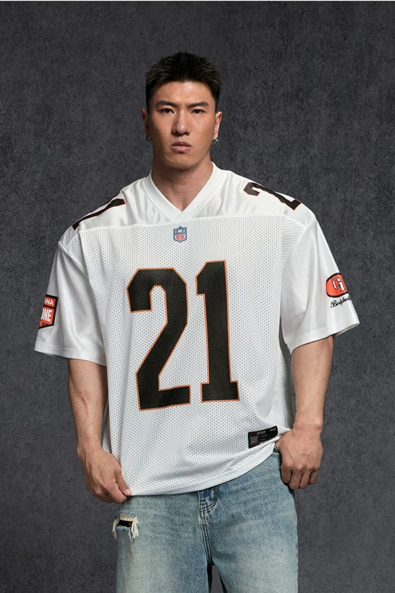 Wide Drop Retro Number T-Shirt  #TK037