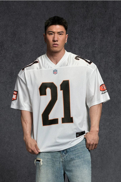 Wide Drop Retro Number T-Shirt  #TK037