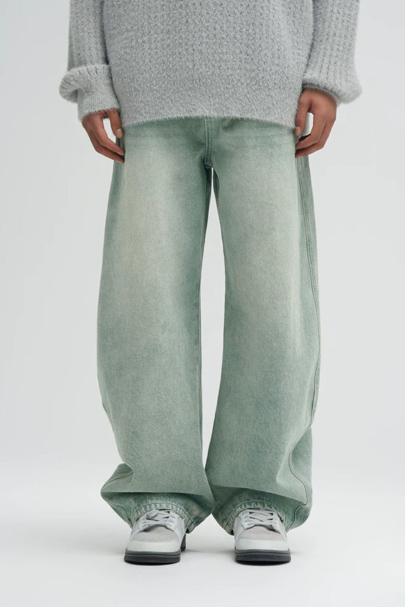 Vintage Wash Barrel Leg Jeans  #BD004