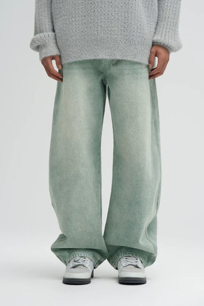 Vintage Wash Barrel Leg Jeans  #BD004