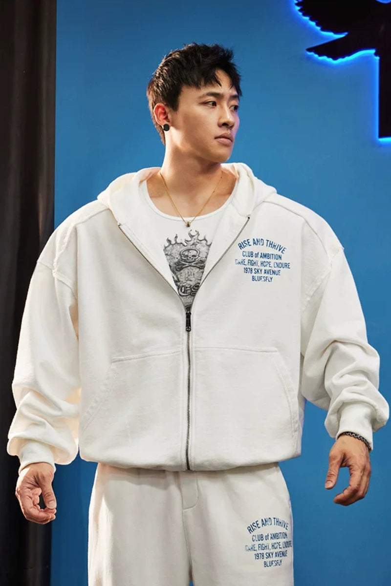 Oversized Washed Zip Hoodie  #BF169