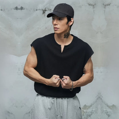Waffle Knit V-Neck Sleeveless  #LM040