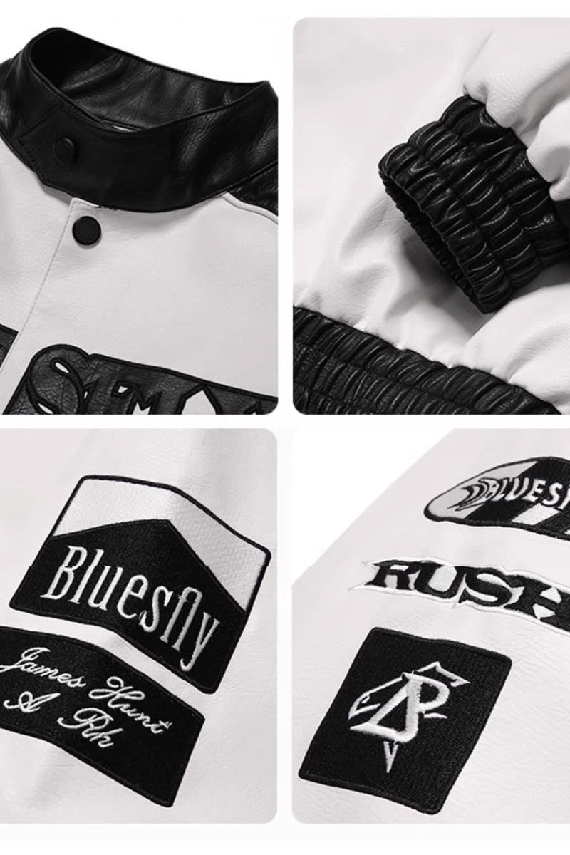Monochrome Faux Leather Jacket  #BF020