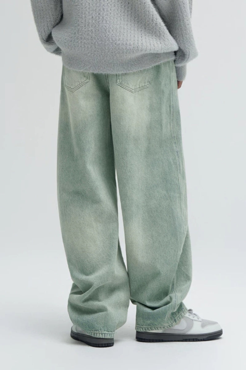 Vintage Wash Barrel Leg Jeans  #BD004
