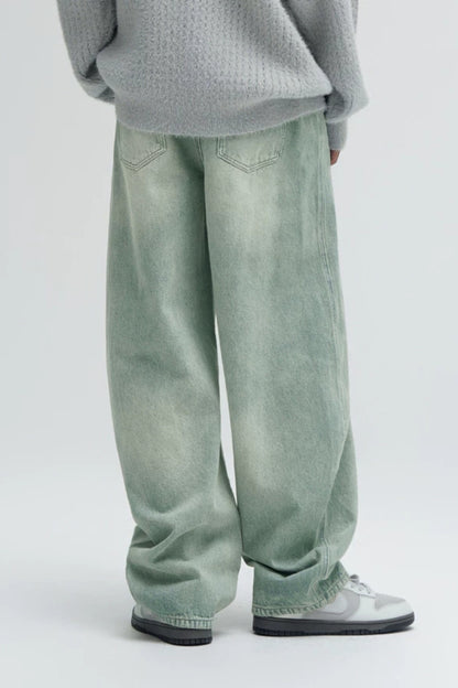 Vintage Wash Barrel Leg Jeans  #BD004