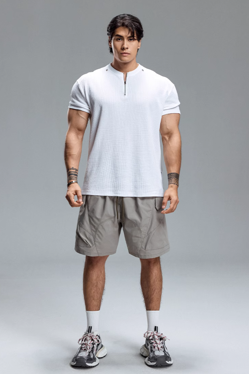 EdgeFit Quarter-Zip Waffle Top  #MD084