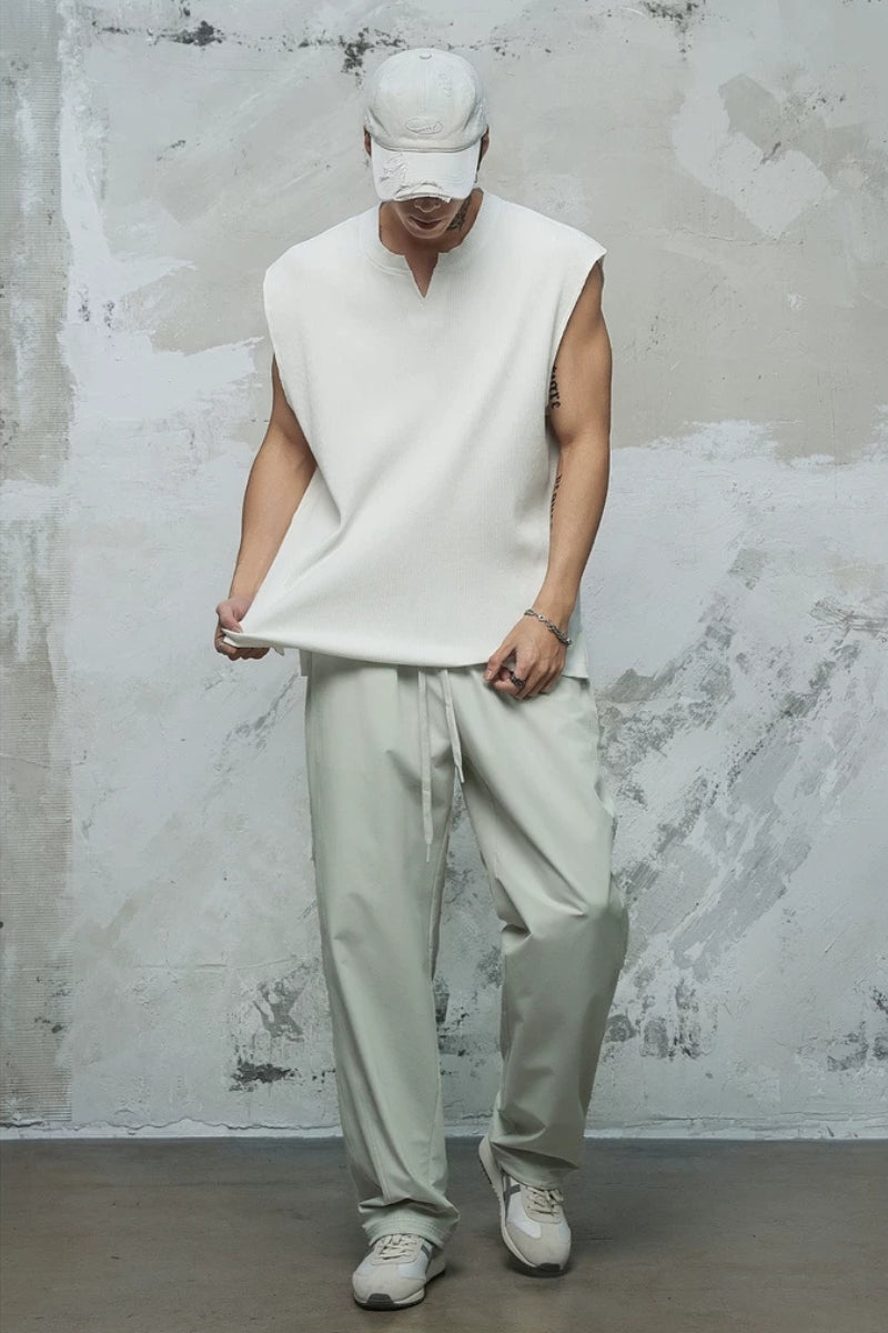 Waffle Knit V-Neck Sleeveless  #LM040