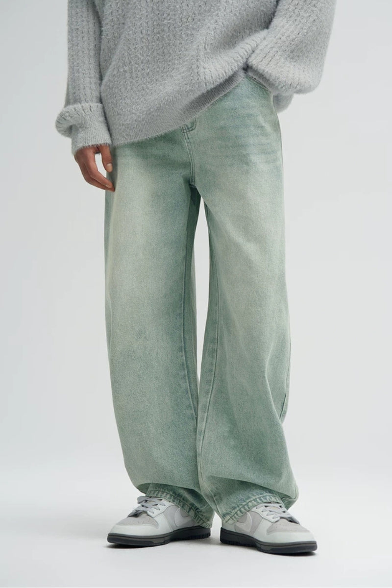 Vintage Wash Barrel Leg Jeans  #BD004