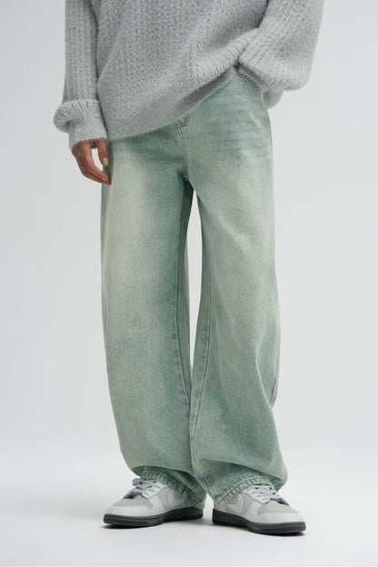 Vintage Wash Barrel Leg Jeans  #BD004