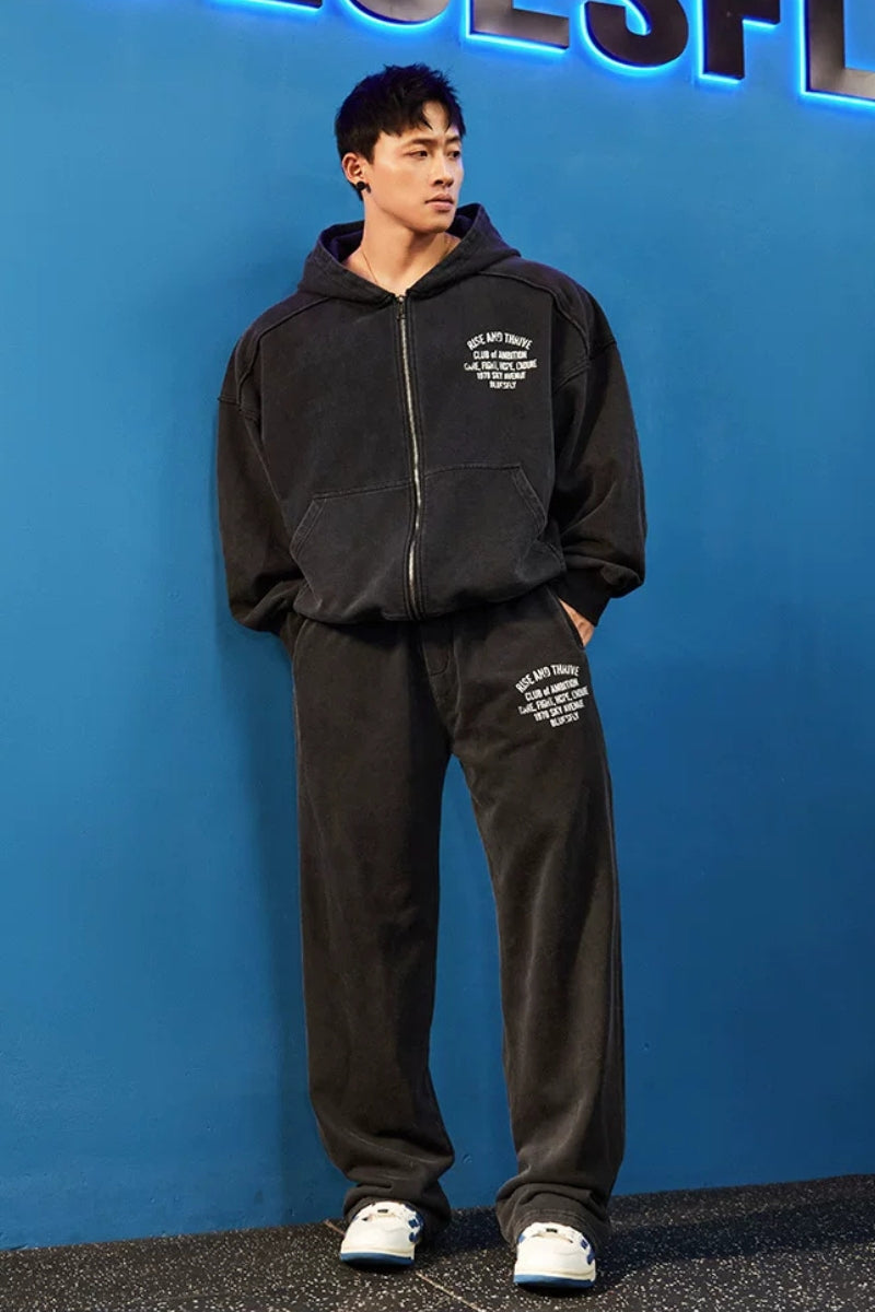 Oversized Washed Zip Hoodie  #BF169