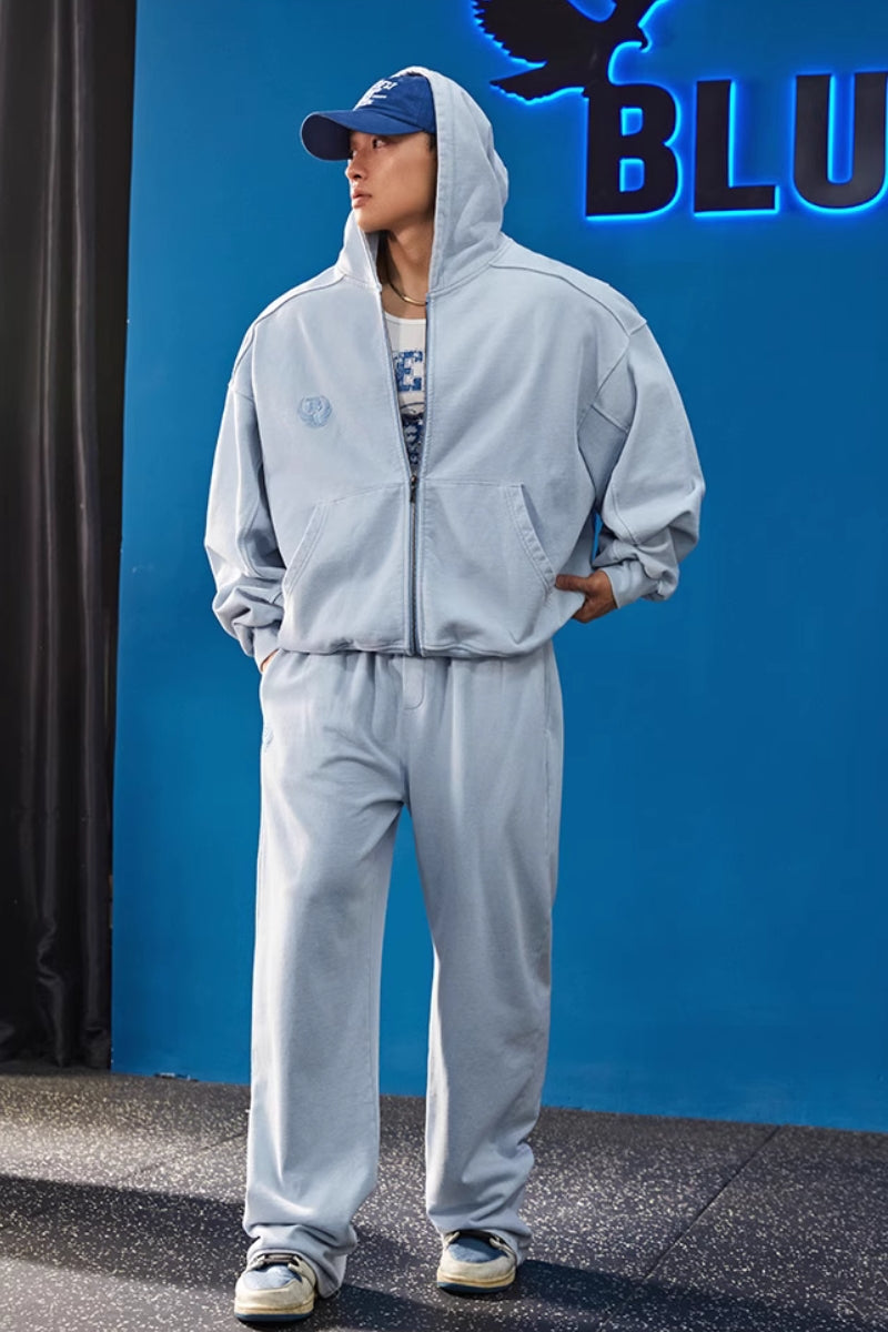 Heavy Wash Zip Hoodie Set  #BF106
