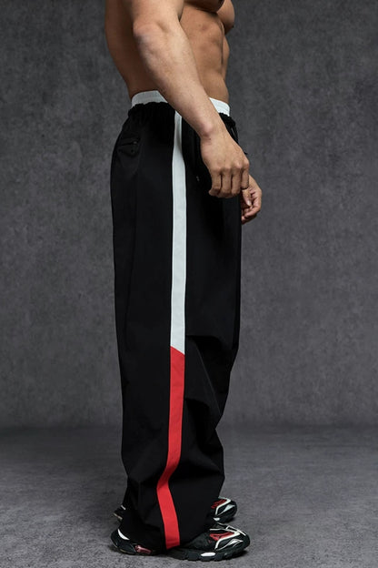 Side Stripe Nylon Wide Pants  #TL039