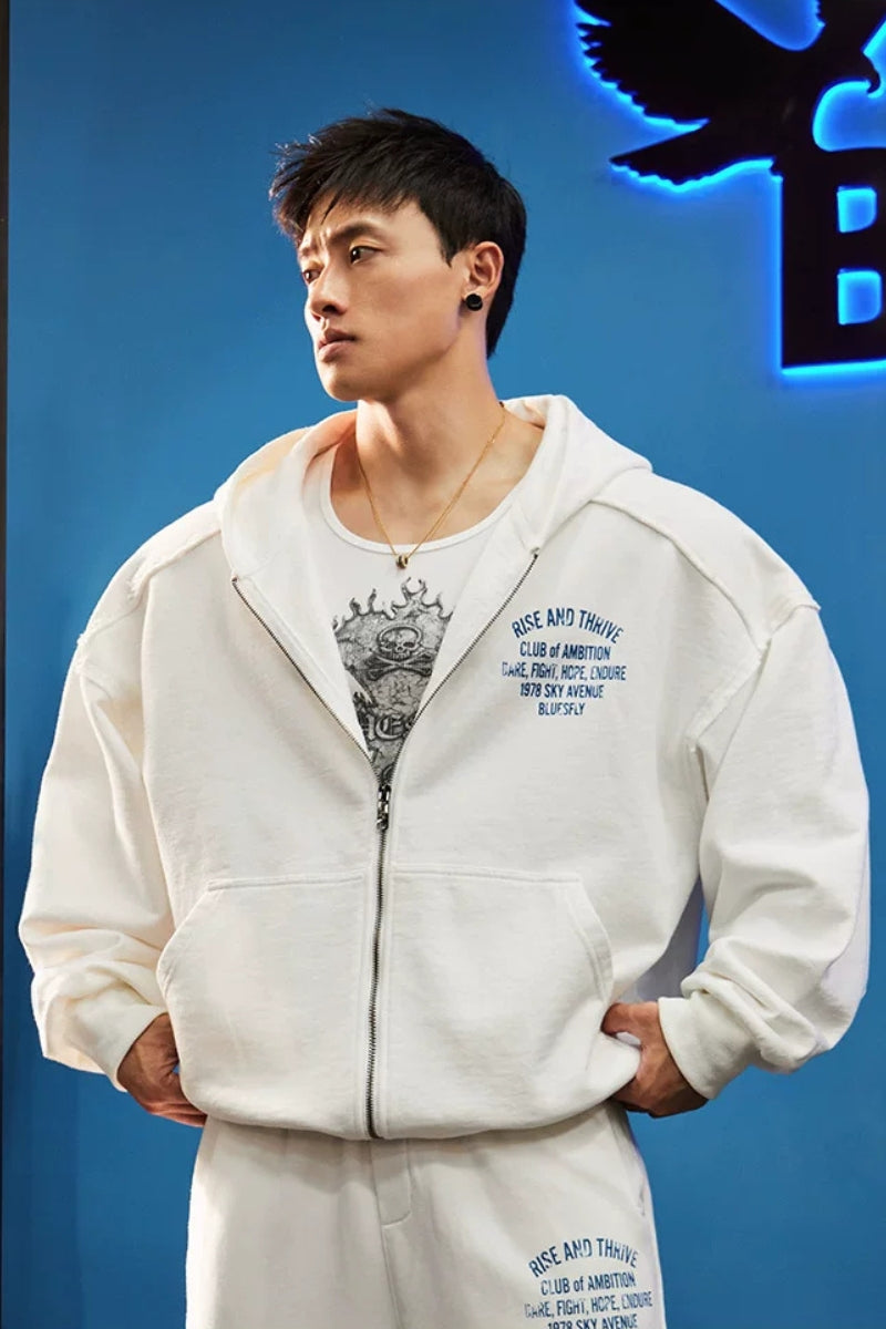 Oversized Washed Zip Hoodie  #BF169