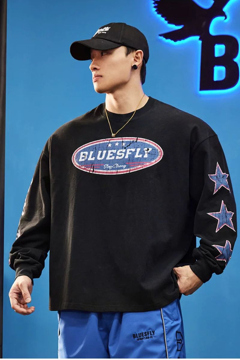 Retro Athletic Graphic Long Sleeve  #BF162