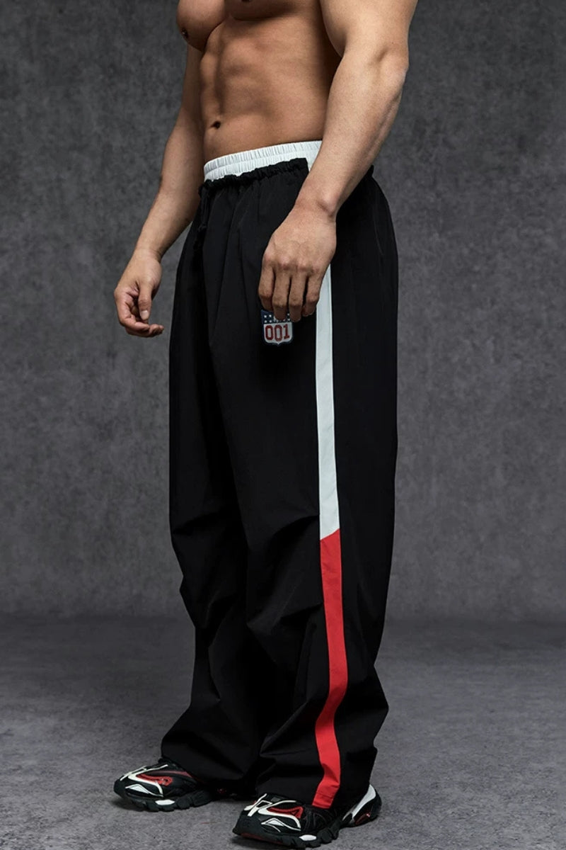 Side Stripe Nylon Wide Pants  #TL039