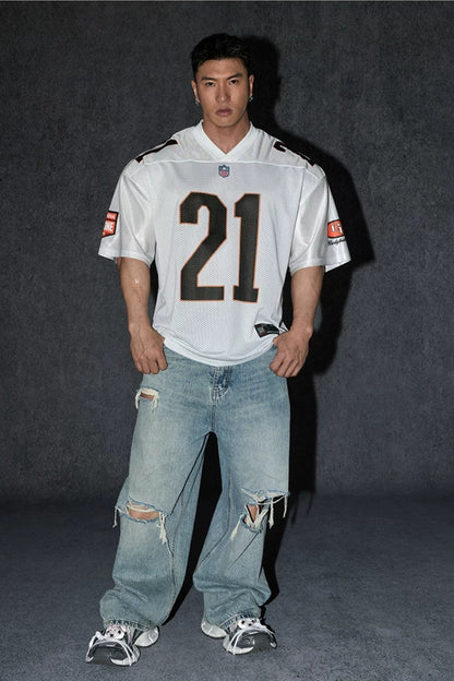 Wide Drop Retro Number T-Shirt  #TK037