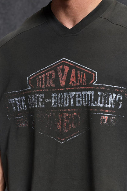 Oversized V-Neck Vintage T-Shirt  #TK038