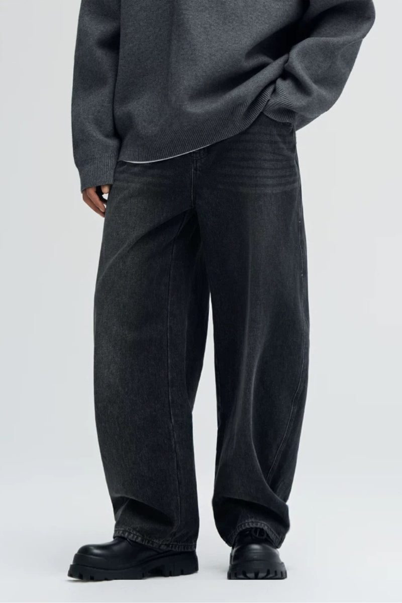 Vintage Wash Barrel Leg Jeans  #BD004