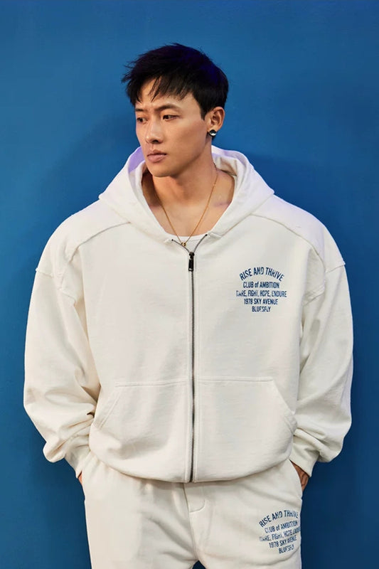 Oversized Washed Zip Hoodie  #BF169