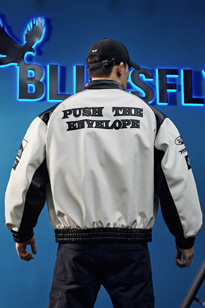 Monochrome Faux Leather Jacket  #BF020