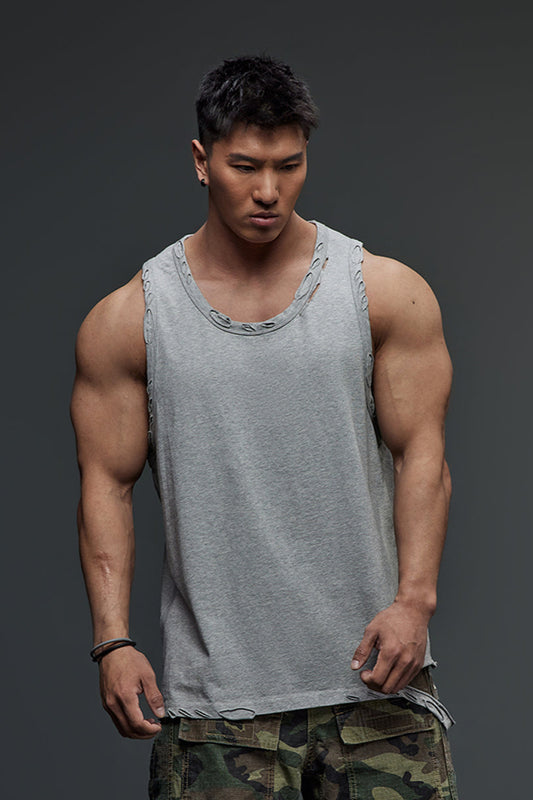 Distressed Fit Tank Top  #TK003