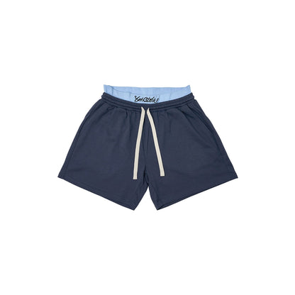 Color-Blocked Double Belt Shorts  #YG003