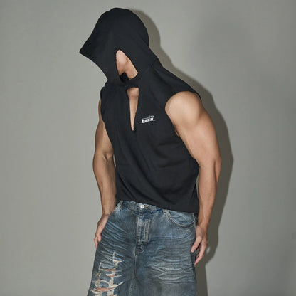 Wash embroidery hooded vest  #YG007