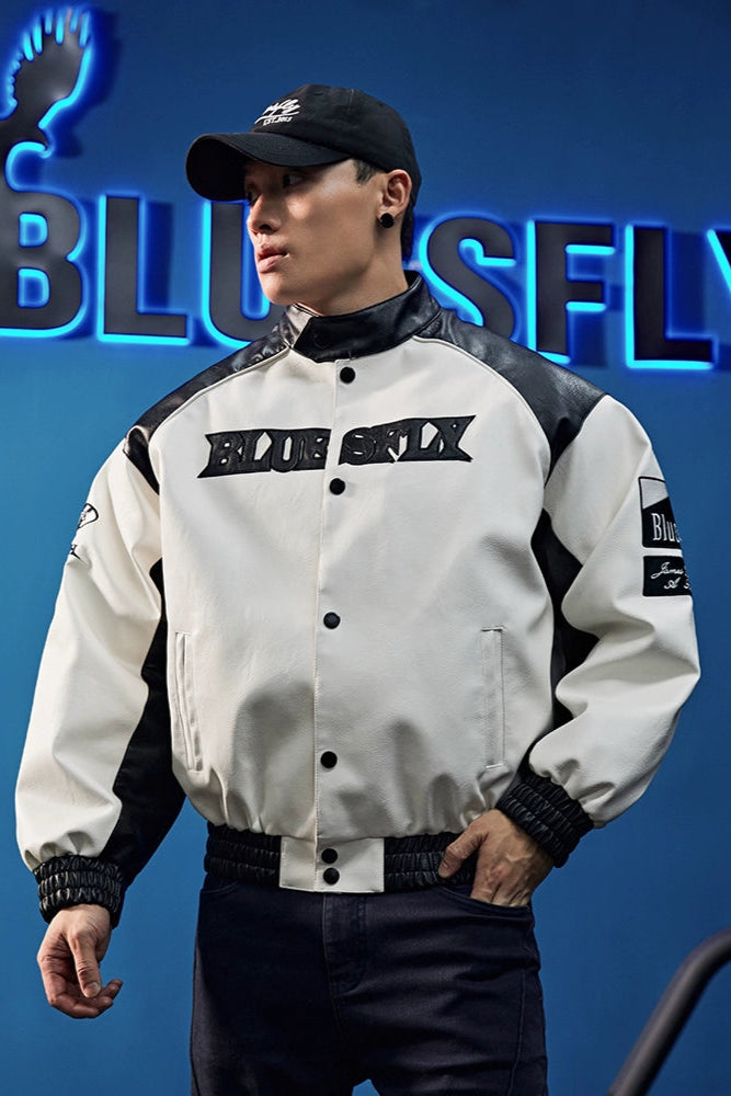 Monochrome Faux Leather Jacket  #BF020
