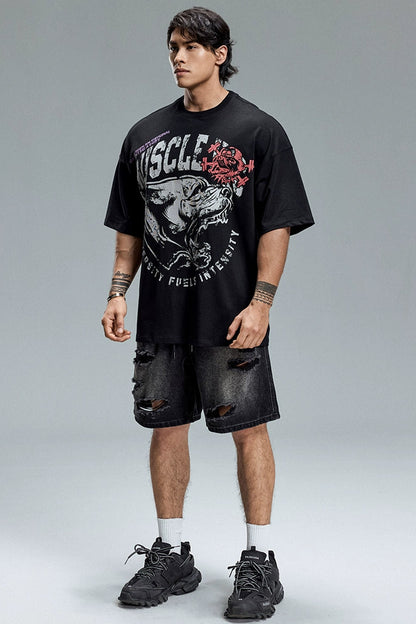 Frosted Bulldog Print T-Shirt  #MD100